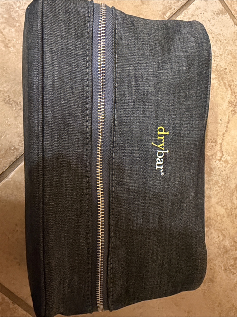 Drybar Dark Gray Toiletry Bag with Yellow Logo